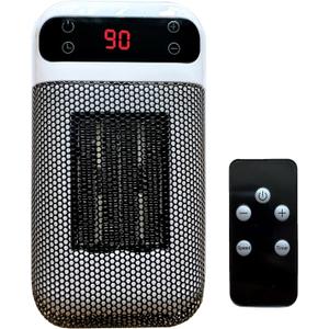 Space Heater, Small Plug in Electric Heater, Remote Wall Outlet Electric Space Heater with Adjustable Thermostat and Timer and Led Display, Compact for Office Dorm Room (Peal)