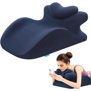Memory Foam Ergonomic Wedge Pillow, Prone Pillow for Sleeping, Reading Pillow for Bed, Ergonomic Support for Back Pain, Acid Reflux & Sitting Up, Ideal for Massage, with Removable Cover
