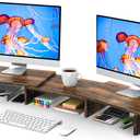 Zimilar Dual Monitor Stand Riser, Monitor Stand with Adjustable Length and Angle, Wood Monitor stand for desk, Monitor Riser for 2 monitors with Storage Space(Rust Brown Large)