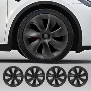 Hubcaps for Tesla Model Y Wheel Covers 19 inch 2021-2024 Hubcaps 4 Pcs Compatible with Tesla Model Y Rim Protector Replacement Wheel Cover Exterior Accessories,Black