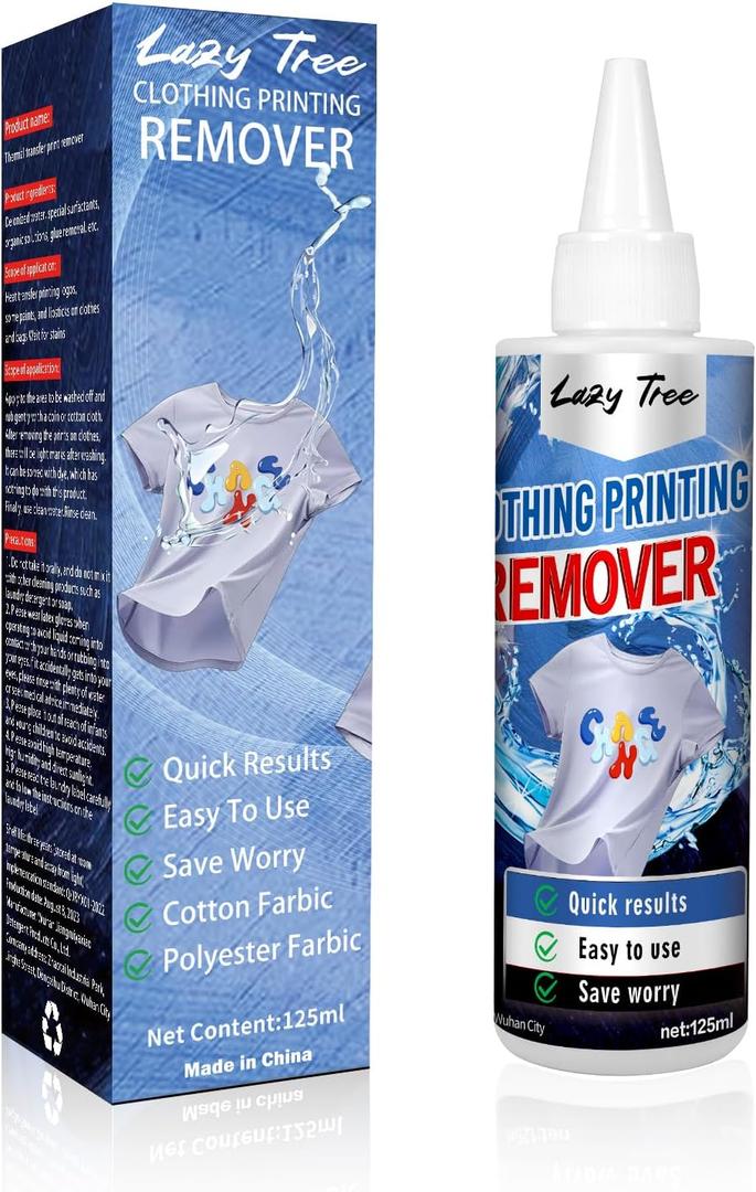 Heat Transfer Vinyl Remover for Fabrics [2024 Updated] Rapid Remover, Vinyl Letter Remover, Powerful Residue Remover, Quick Results, No Irritating Smell-125 ML