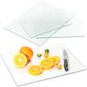 HOXHA Pack of 4 Glass Cutting Board for Kitchen Tempered Clear Glass Cutting Board for Countertop with Non-Slip Feet Heat & Scratch Resistant Dishwasher Safe