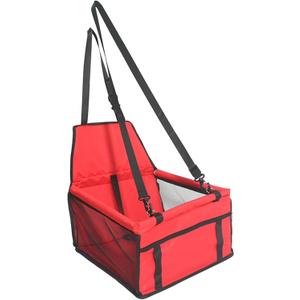 Small Dog Car SeatComfortable Front and Back seat pet beds, Portable Foldable seat, Breathable PVC Frame, Includes seat Belt, fits Small Dogs/Cats Weighing up to 15 pounds (Red, L)