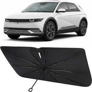 Proadsy Windshield Sun Shade Umbrella for Hyundai Ioniq 5 2022-2025 2026 Foldable Car Umbrella Sunshade with Soft TPU Handle Spring Structure Crystal Cooling Material Protect Car from Rays & Heat