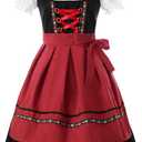 ReliBeauty Dirndl Dresses Women Traditional Oktoberfest Costume 2 Piece Red (XX-Large)