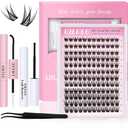 Natural Lash Clusters Kit 818mm with 5mm Bottom Lashes Natural Eye Lashes Wispy Lash Clusters False Eyelash Clusters DIY Lash Extension Kit with Bond & Seal Glue Remover Tweezers(U18 Lash Kit)