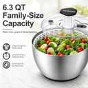 Ourokhome 6.3 QT Stainless Steel Salad Spinner, Large Lettuce Spinner with One-Hand Press Pump, Brake Button, Non-Slip Base and Retractable Handle, Vegetable Washer & Dryer for Greens, Fruits and Herb