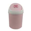 Mini Pink Desktop Trash Can with Swing Lid, Resin Bow Accent 3.5L Compact Odor Control Small Waste Bin, Durable Plastic Tabletop Garbage Pail, Exclusive Only for Desktop Tiny Garbage Storage