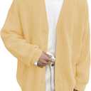 Floerns Men's Casual Long Sleeve Button Front V Neck Rib Knit Cardigan Sweaters (Large, Light Yellow)