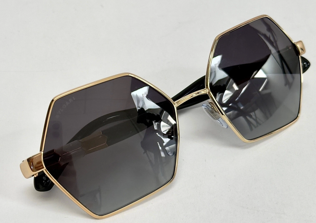 BVLGARI Serpenti BV6163 Black Gold Snake Scales Geometric Fashion Sunglass 6163