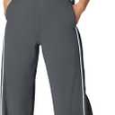 SENSERISE Womens Jumpsuits Casual Long Sleeve One Piece Jumpsuit Wide Leg Mock Neck Airport Travel Outfits with Pockets (Small, Dark Grey)