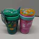 Fimibuke 16oz Kids Insulated Tumbler with Handle & Straws - 2 Pack BPA FREE 18/8 Stainless Steel Toddler Cups with Sip/Swig 2-in-1 Lids, Leak Proof Kid Drinking Cup Travel Mugs for Children Boys Girls (B3.Rainbow & Mermaid)