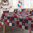 4th of July Tablecloth 60x120 Inch, Veterans Day Decorations for Home Table Cloth Rectangle, American Flag Collage Decor Tablecloths Polyester for Picnic Patriotic Party Supplies Dinner