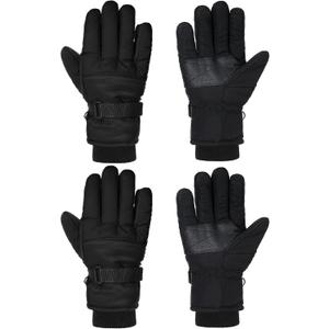 SATINIOR 2 Pairs Kids Waterproof Winter Snow Gloves Ski Gloves for Boy Girl Outdoor Warm Thickening Snowboar (3-6 Years, Fresh Black)
