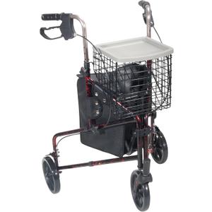 Drive Medical 10289RD Deluxe Foldable Rollator Walker, Black/Red