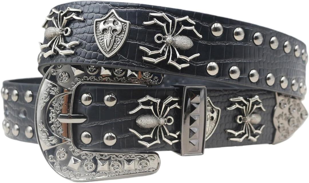 Black Western Cowboy Belt for Men Women Western Cowboy Cowgirl Y2k Studded Belt Western Punk Studded Belts