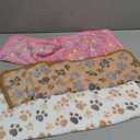 1 Pack 3 Blankets Super Soft Fluffy Premium Fleece Pet Blanket Flannel Paw Printed Throw for Dog Puppy Cat (Small 23x16'', Brown, Pink, White)