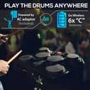 Pyle Electronic Tabletop Digital Drum Set, Compact Portable Drum Pad Kit w/ 8 Touch Sensitive Pads and Pedals, 600 Sounds, USB & Headphone Outputs, MIDI/AUX Inputs, 4x5 Drums & 4x3.5 Cymbals