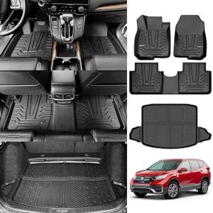 Cargo Mat with Floor Mat Fit for 2017-2022 Honda CRV Fuel Model, TPE Cargo Liner All Weather Trunk Mat Replacement for 2017-2022 Honda CR-V Accessories(17-22 Fuel Model)