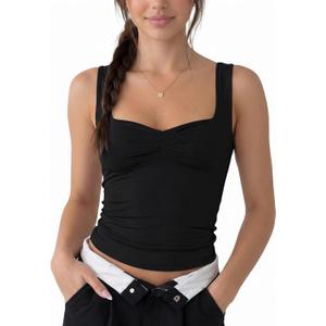 AURUZA Womens Going Out Tank Tops Sweetheart Neck Double Lined Crop Top Backless Sleeveless Y2K Party Top for Date Night Concert Summer Outfits (S)