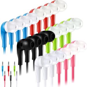 Konohan 60 Pack Earbuds Bulk Kids Headphones Earphones 6 Colors Ear Buds Bulk with Wire Individually Bagged for Students for Classroom School (Multicolored,Classic)