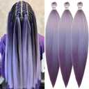 Purple Ombre Braiding Hair Pre Stretched Flame Retardant Fiber Yaki Ez Braid Colored Braiding Hair Extensions 52inch Pre stretched Braid 3X