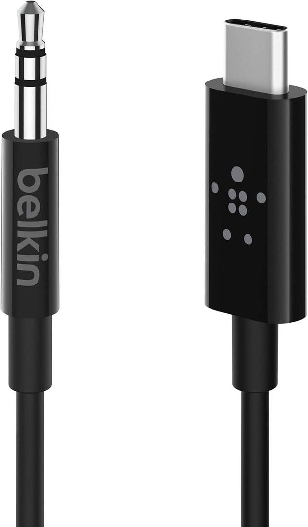 Belkin F7U079bt03-BLK Rockstar 3.5 mm to USB-C Audio Cable, 3 Feet