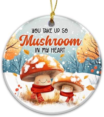 Couple Ornament 2025, Friendship Ornament 2025, You Take Up So Mushroom in My Heart – Funny Holiday Pun Gift, Romantic Christmas Tree Decoration for Couples, Friends & Family