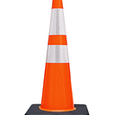 Cortina DW Series Slim Line 28" Orange Traffic Cone with 7 lb. Base and Double Reflective Collars 03-500-51