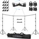 SLOW DOLPHIN Photo Video Studio 30ft (Wide) x 10ft (Tall), Degree Crossbar Rotatable, Angle Adjustable Triple Crossbar Extender Mount, Photography Background Support System, Sand Bags, Clamps