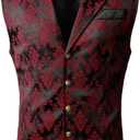 VATPAVE Mens Victorian Suit Vest Steampunk Gothic Waistcoat (Small, Black Red)