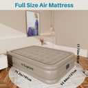 Air Mattress Full with Built in Pump Raised, with Comfortable Plush, Inflatable Blow Up Mattress, Portable Airbed for Home, Guests, Camping(Khaki, 18 Height)