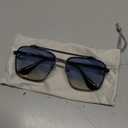 COASION Mens Sunglasses Costume Eyewear Retro Square Aviator Sun Glasses Frames for Women (Gunmetal/Gradient Blue)