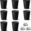 Bathroom Trash Can, 8 Pack 1.8 Gallons Small Trash Can with Trash Bags, Bathroom Garbage Can, Plastic Trash Bin, Round Waste Basket for Living Room, Bedroom, Office, Kitchen, Compact Space (Black)