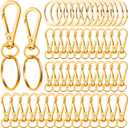 100PCS Swivel Clasps Lanyard Snap Hooks with Key Rings, Swivel Snap Hooks, Keychain Hook, 50 Pcs Large and Small Swivel Hooks, Swivel Clasp with 50 Key Rings for DIY Crafts, Lanyard Making(Gold)