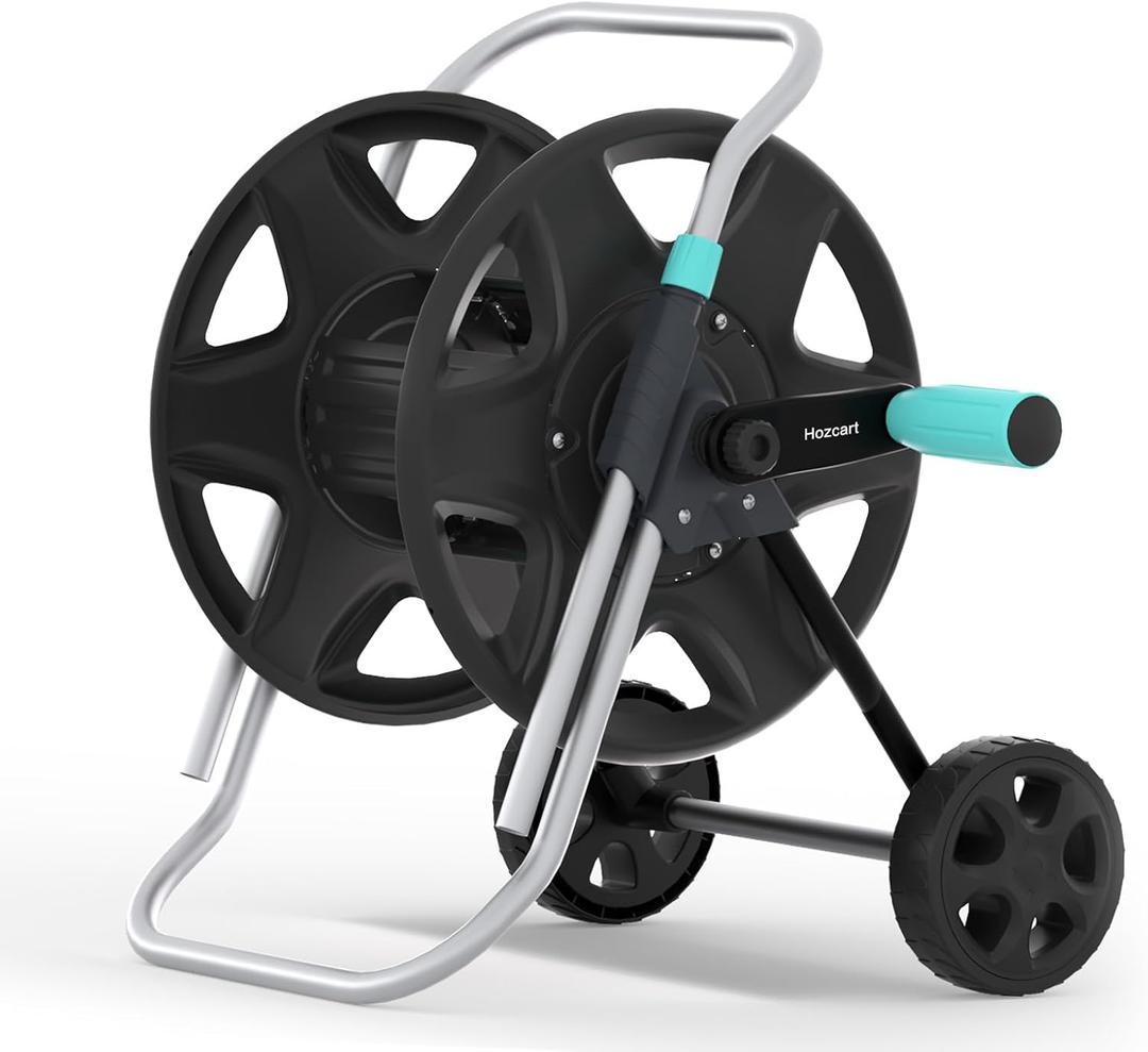 Garden Hose Reel Cart, Metal Heavy Duty Garden Hose Reel with Wheels,Portable Hose Carts Holds 50-120 feet,Hose Reel for Outdoor, Backyards, Gardens or Lawns (Black)