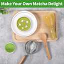 Matcha Whisk Tools Set, PP Resin Matcha Stirrer Green Tea Powder Preparation Prepare Japanese Tea, Includes 1 Whisk & 1 Sifter & 1 Spoon (Yellow)