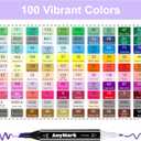 AnyMark Alcohol Markers, 100 Colors Dual Tip Art Coloring Markers Set for Adult Book Drawing Sketching Painting, Chisel & Fine, Black Penholder