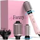 4-in-1 Rotating Hair Dryer Brush Set  1000W for Fast, Easy Volume with Interchangeable 1.25" & 2" Rotatable Brushes, Oval Volumizer, and Diffuser  One Step Styling with Dual Bristles