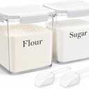 Set of 2 Large Food Storage Jars 4L - Airtight Containers with Lids, White with Free Spoon - Kitchen Canisters for Sugar,Flour,Coffee,Pantry Organization-S (Clear-2 Pack)
