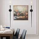 Candle Sconces Long Wall Candle Holder Set of 2 Black Long Wall Candle Sconce Retro Metal Sconces Candle Holder Decoration for Dining Room, Living Room, Bathroom, Office