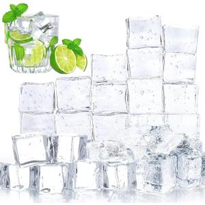 DomeStar 100PCS Clear Fake Ice Cubes, Acrylic Fake Ice Vase Fillers Centerpiece Photography Accessories Food Props Table Scatter Decoration