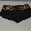 SweatyRocks Women's Leopard Print Mini Shorts Color Block Drop Waist Y2K Streetwear Shorts (Medium, Black)