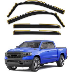 in-Channel Window Rain Guards Fit for Dodge RAM 1500 (New Body Style Includes TRX) 2019-2026 Crew Cab Truck, Extra Durable Vent Visors Window Deflector Vent Shades Car Accessories -4 pcs
