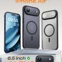 7 x TOCOL for iPhone Air Case, Compatible with Magsafe, Full Camera Protection, Built-in Magnetic Ring, Drop Protection, Slim Thin Translucent Matte Phone Case for iPhone 17 Air (Black)