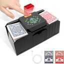 FONBEAR 2 Deck Automatic Card Shuffler (Includes Cards) with One Touch - Low Noise USB/Battery-Powered Electric Shuffler for Poker, Blackjack, UNO, Casino Games, Home Use