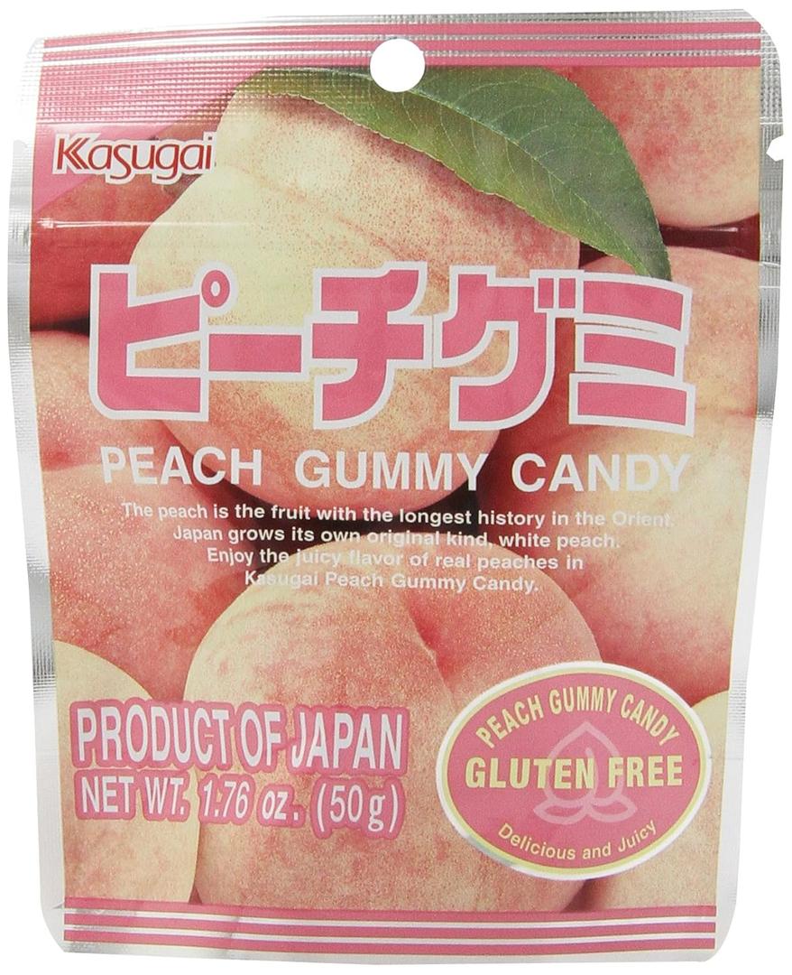 Kasugai Gummy Candy Stand Pack, Peach, 1.76 Ounce (Pack of 12) Best Before Feb 11, 2026