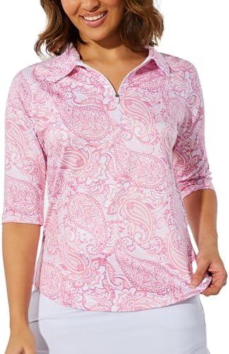 M MOTEEPI 3/4 Length Sleeve Womens Golf Polo Shirt Ladies Workout Tops Polo Shirts for Women Golf Pullover size M