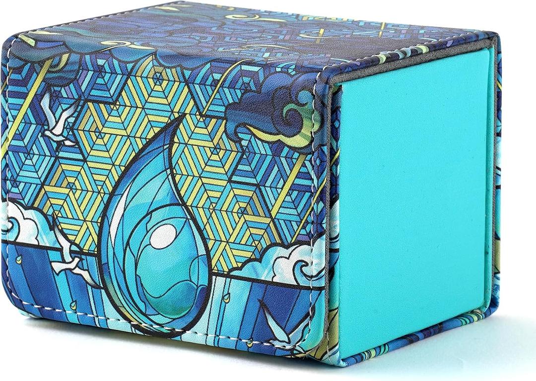 Deck Box for MTG Cards, Trading Commander Deck Case Holds 120+ Sleeved Cards, PU Leather Magnetic Collectible Card Storage Box Fits for TCG Magic Card (Blue)