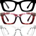 CCVOO +1.25 Oprah Style Reading Glasses for Women, Eyeglasses, Blue Light Readers for Women, Computer Eye Glasses, Cheaters (Black + Cherry Tie Dye + Clear)